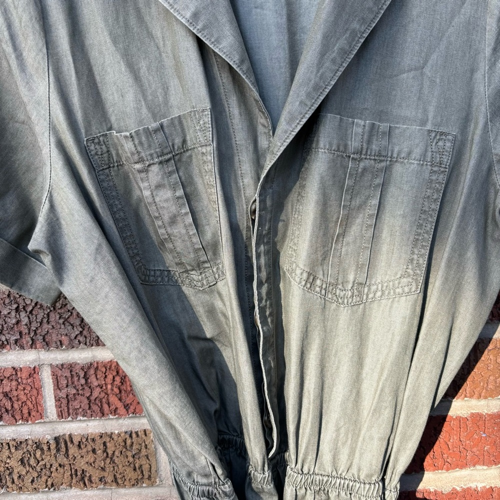 Express Chambray Olive Button Down Short Sleeve B… - image 4